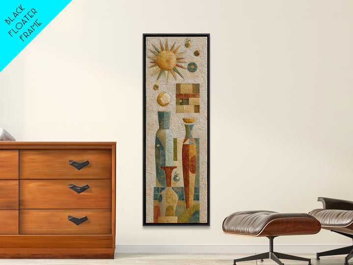 Sun and Moon Celestial Folk Motif Canvas Print, Boho Art, Neutral Decor, Living Room Decor, Fine Art, Bohemian, Wall Decor, BOH-1x3-22