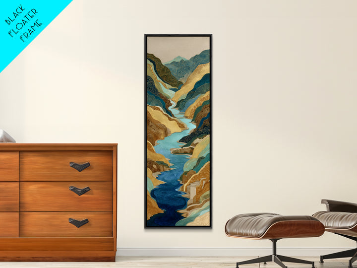 Earth Tone Mountain and River Abstraction Canvas Print, Boho Art, Wall Art Print, Living Room Decor, Fine Art, Bohemian, BOH-1x3-23