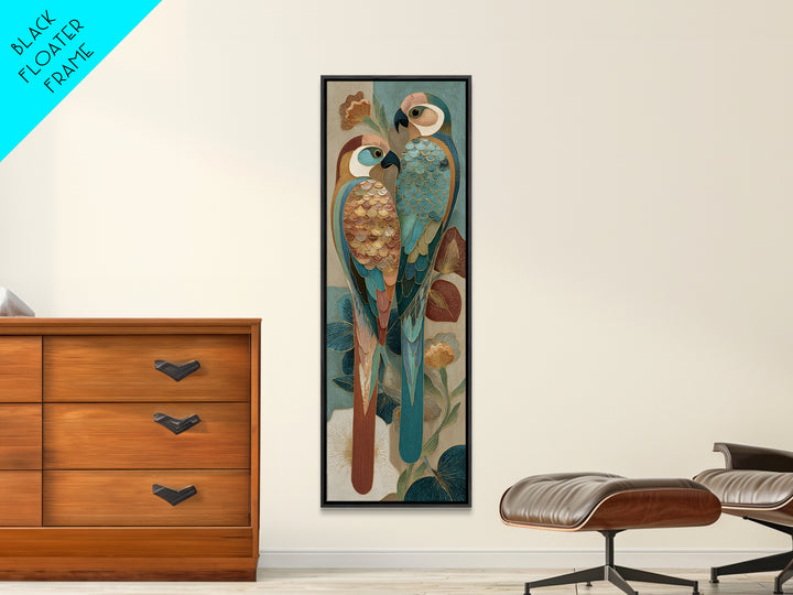 Boho Bird Pair Canvas Print, Boho Art, Artwork, Living Room Decor, Fine Art, Bohemian, Boho Decor, Living Room Wall Art, BOH-1x3-32