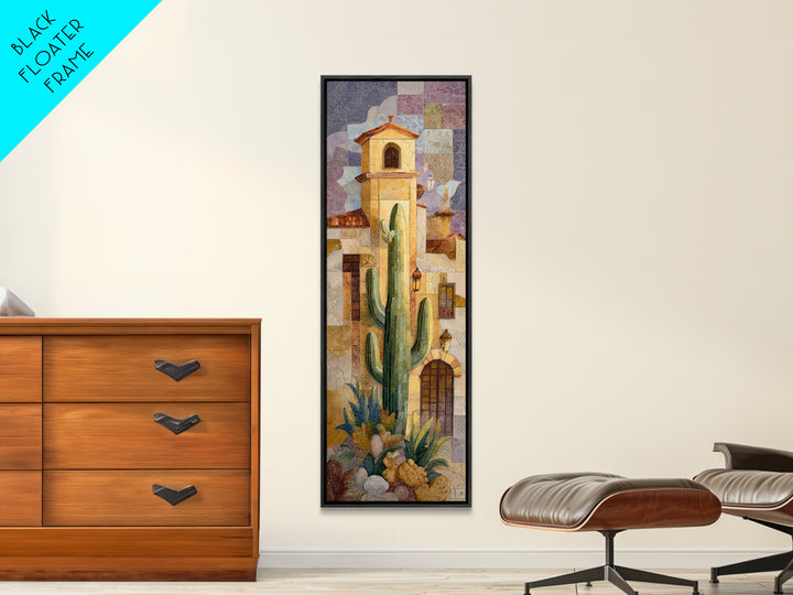 Desert Sun with Cactus and Warm Clay Canvas Print, Boho Art, Art Print, Living Room Decor, Oil Painting, Bohemian, BOH-1x3-37