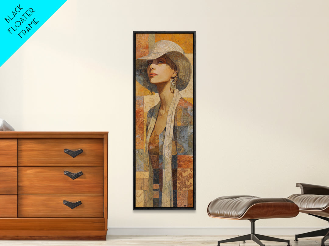 Desert Woman Portrait Framed Canvas Print, Boho Art, Wall Art, Living Room Decor, Fine Art, Bohemian, Art Deco, Artwork, BOH-1x3-75