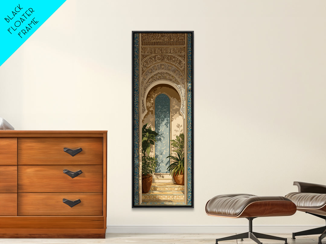 Hand Painted Moroccan Arch Framed Canvas Print, Boho Art, Room Decor, Living Room Decor, Fine Art, Bohemian, Printable, BOH-1x3-79