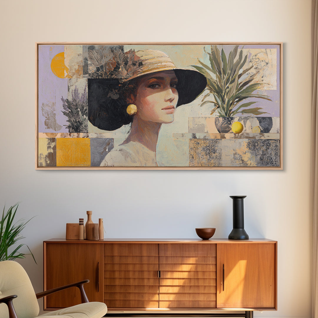 Desert Woman Portrait Framed Canvas Print, Boho Art, Boho Wall Art, Living Room Decor, Fine Art, Bohemian, Statement Artwork, BOH-2x1-11