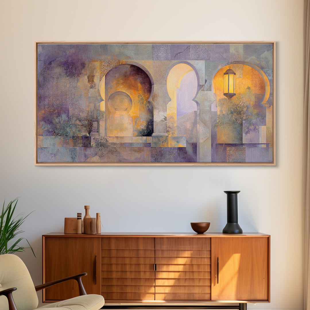 Hand Painted Moroccan Arch Canvas Print, Boho Art, Mid Century Modern, Living Room Decor, Oil Painting, Bohemian, Boho Wall Art, BOH-2x1-39