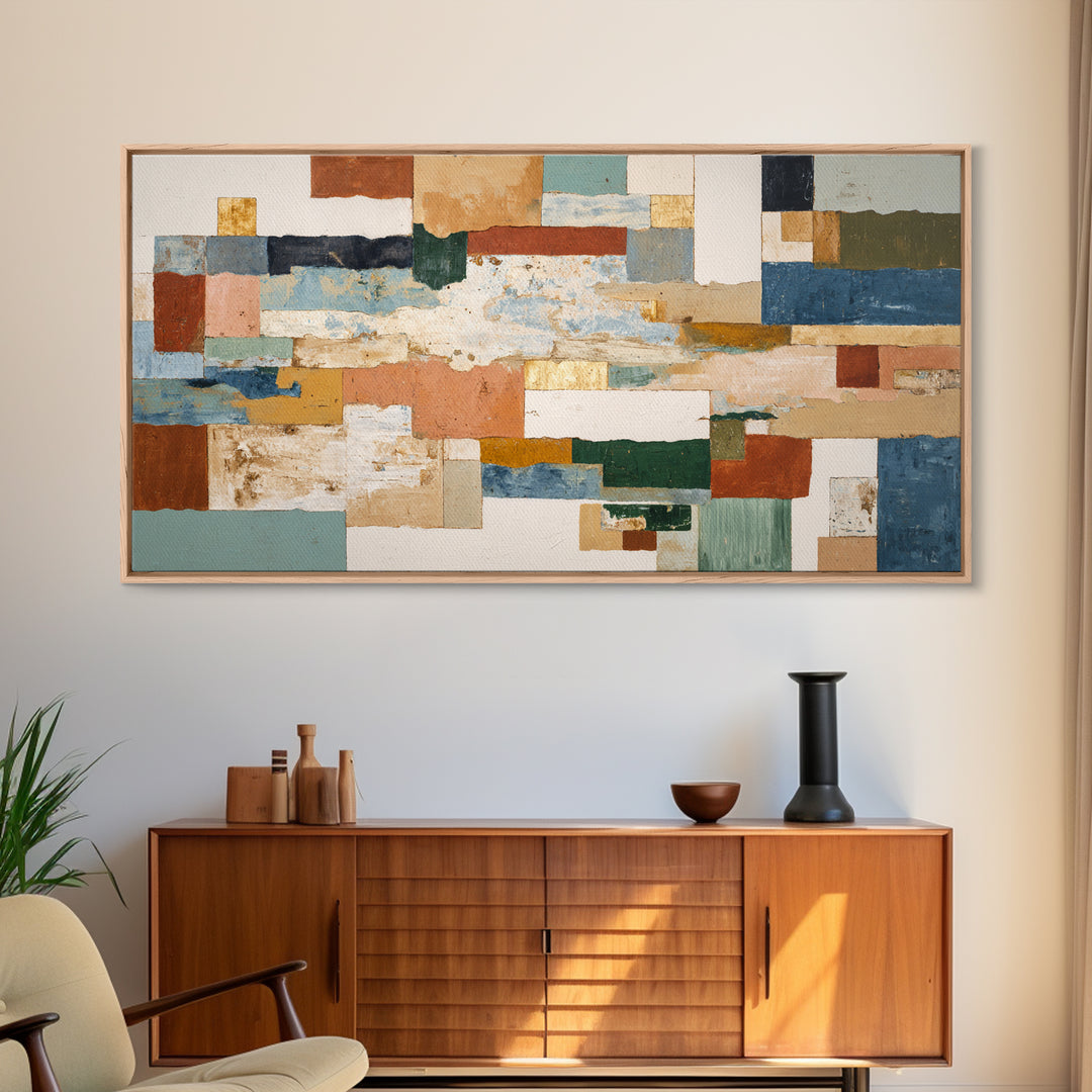 Organic Shape Collage Canvas Print, Boho Art, Minimalist Decor, Living Room Decor, Fine Art, Bohemian, Digital Wall Art, BOH-2x1-44