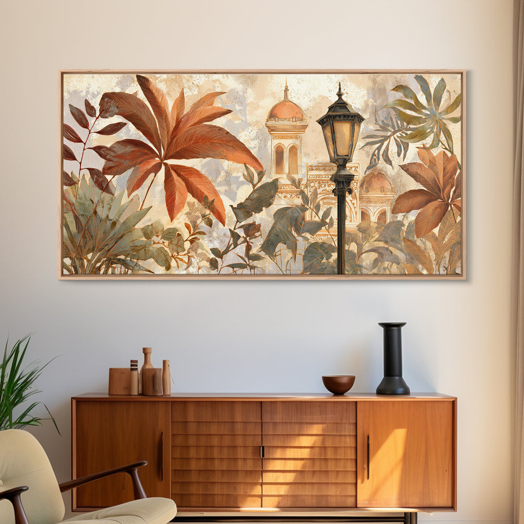 Terracotta Palm Leaves Canvas Print, Boho Art, Living Room Decor, Bohemian, Modern Decor, Fine Art Print, Statement Artwork, BOH-2x1-49