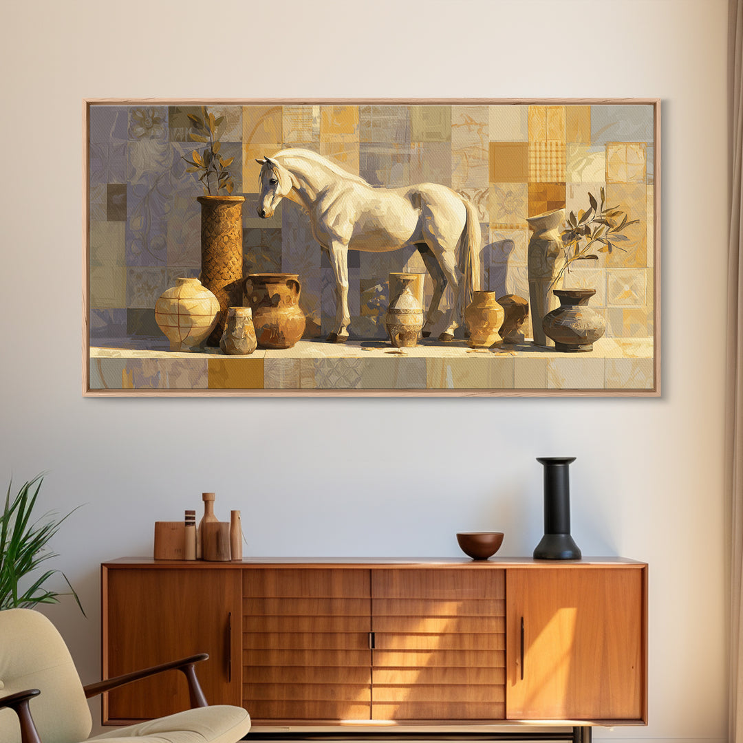 Wild Horse in Dusty Golden Light Canvas Print, Boho Art, Art Print, Living Room Decor, Fine Art, Bohemian, Digital Print, BOH-2x1-52