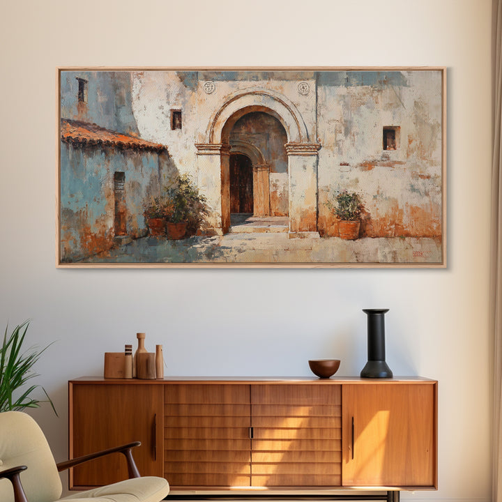 Hand Painted Moroccan Arch Framed Canvas Print, Boho Art, Living Room Wall Art, Living Room Decor, Fine Art, Bohemian, BOH-2x1-87