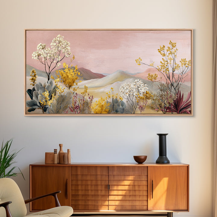 Sunrise over Rolling Dunes in Muted Peach Canvas Print, Boho Art, Wall Art Print, Living Room Decor, Fine Art, Bohemian, BOH-2x1-89