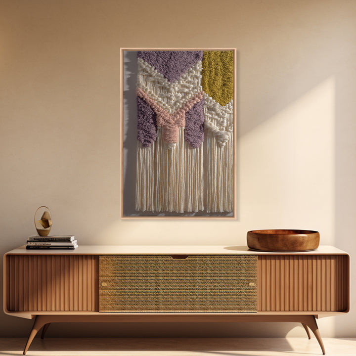 Macrame Geometric Fringe Pattern Canvas Print, Boho Art, Mid Century Modern, Living Room Decor, Bohemian, Boho Wall Art, BOH-2x3-15