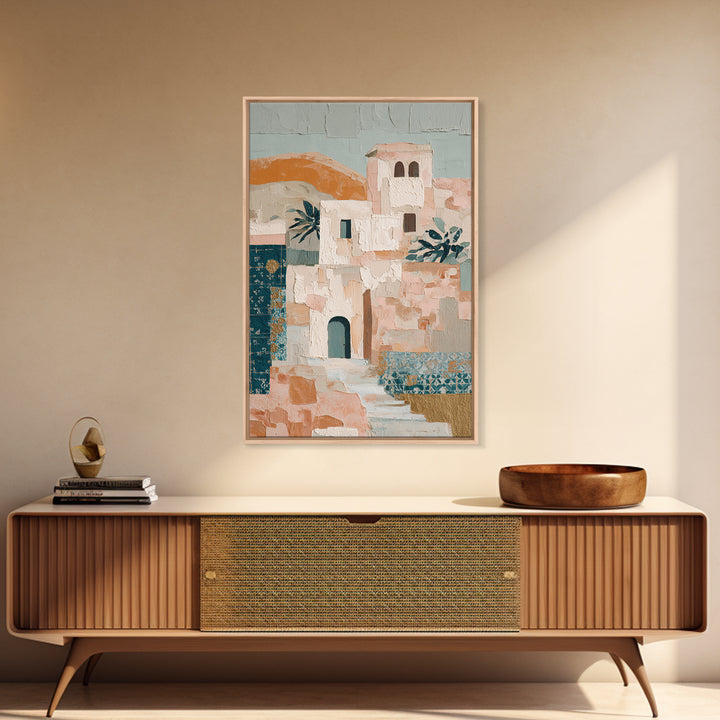 Sunrise over Rolling Dunes in Muted Peach Canvas Print, Boho Art, Abstract Art, Living Room Decor, Watercolor Art, Bohemian, BOH-2x3-29