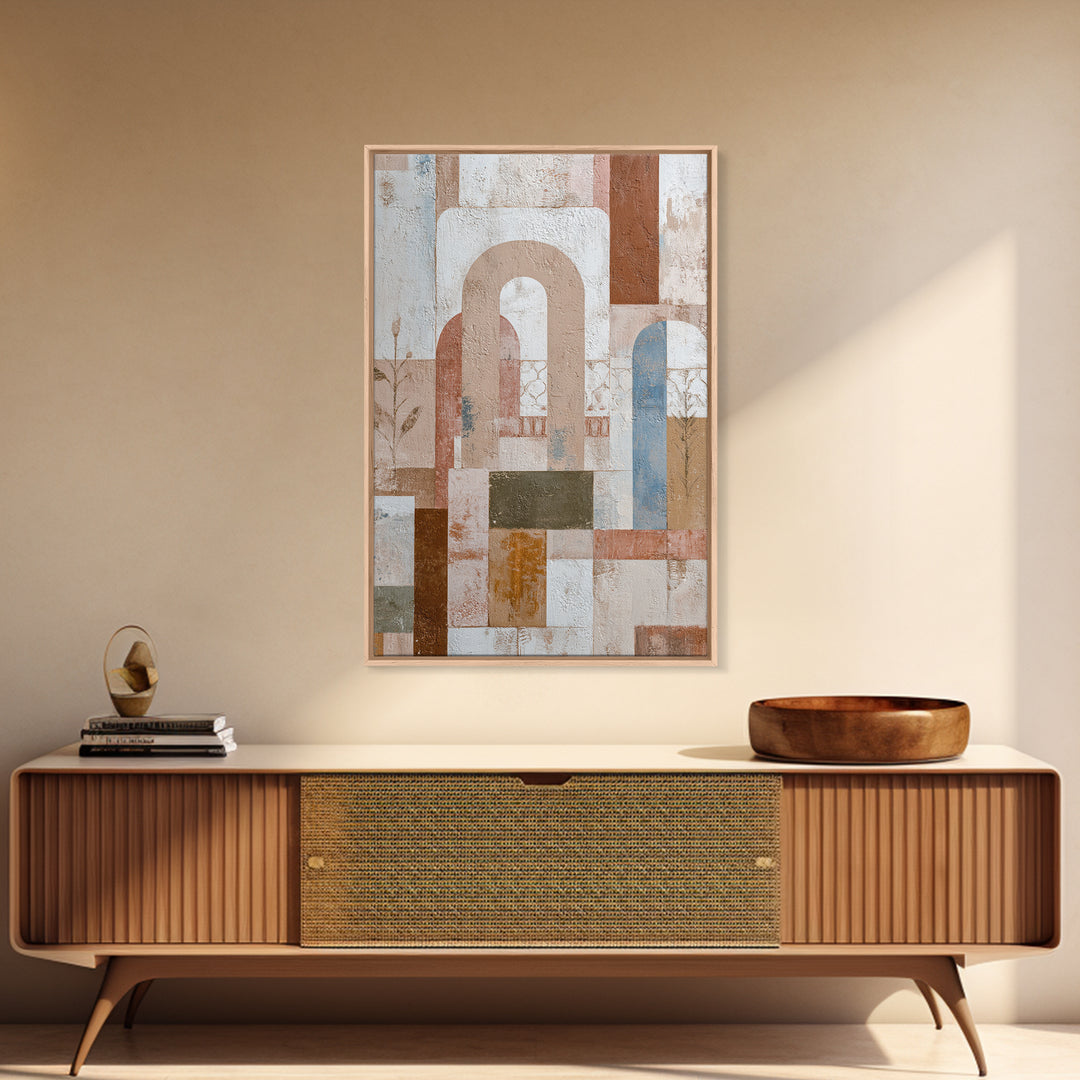 Hand Painted Moroccan Arch Framed Canvas Print, Boho Art, Digital Art, Living Room Decor, Fine Art, Bohemian, Printable Art, BOH-2x3-3