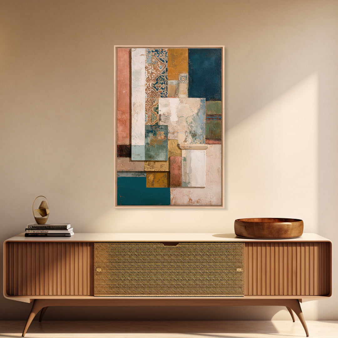 Organic Shape Collage Canvas Print, Boho Art, Home Decor, Living Room Decor, Abstract Art, Bohemian, Artwork, Wallart, BOH-2x3-32