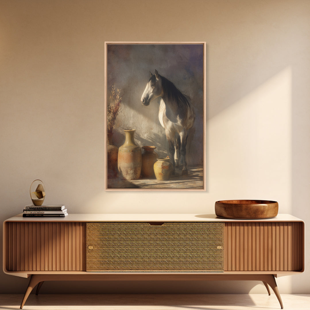 Wild Horse in Dusty Golden Light Canvas Print, Boho Art, Printable Wall Art, Living Room Decor, Bohemian, Abstract Wall Art, BOH-2x3-40