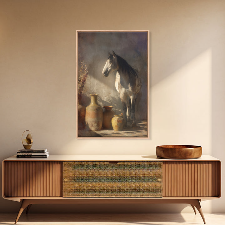 Wild Horse in Dusty Golden Light Canvas Print, Boho Art, Printable Wall Art, Living Room Decor, Bohemian, Abstract Wall Art, BOH-2x3-40