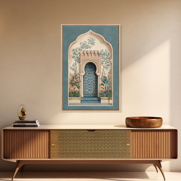 Hand Painted Moroccan Arch Framed Canvas Print, Boho Art, Living Room Decor, Oil Painting, Bohemian, Gallery Decor, BOH-2x3-51