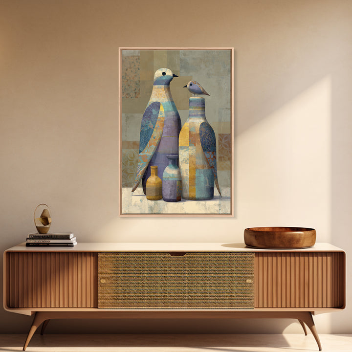 Boho Bird Pair Framed Canvas Print, Boho Art, Boho, Living Room Decor, Fine Art, Bohemian, Wall Art Print, Modern Wall Art, BOH-2x3-52
