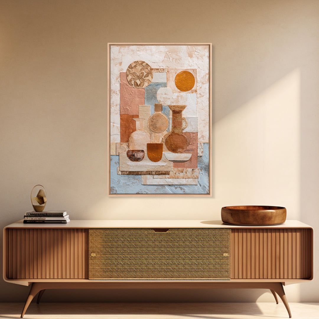 Organic Shape Collage Framed Canvas Print, Boho Art, Digital Art, Living Room Decor, Fine Art, Bohemian, Printable Art, BOH-2x3-56