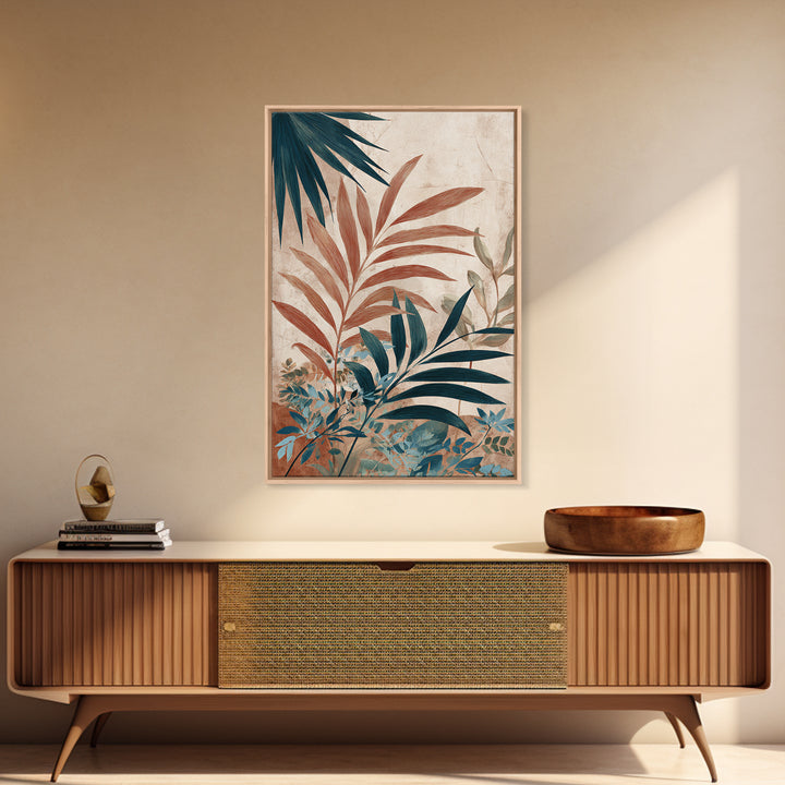Terracotta Palm Leaves Canvas Print, Boho Art, Wall Art Print, Living Room Decor, Fine Art, Bohemian, Luxury Decor, BOH-2x3-61