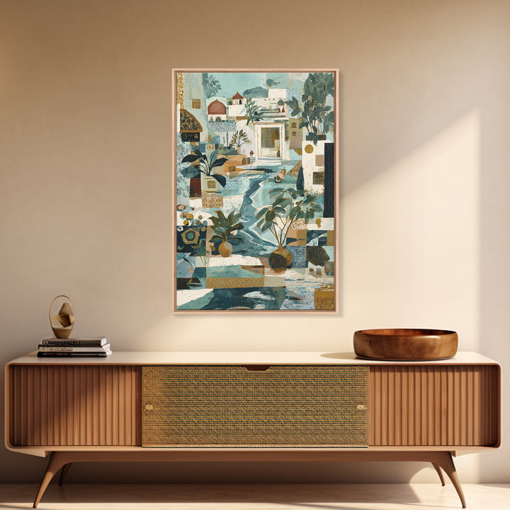 Earth Tone Mountain and River Abstraction Canvas Print, Boho Art, Wall Print, Living Room Decor, Bohemian, Minimalist Decor, BOH-2x3-67
