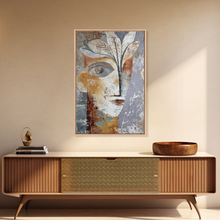 Minimal Black Line Figure Framed Canvas Print, Boho Art, Living Room Wall Art, Living Room Decor, Oil Painting, Bohemian, BOH-2x3-68