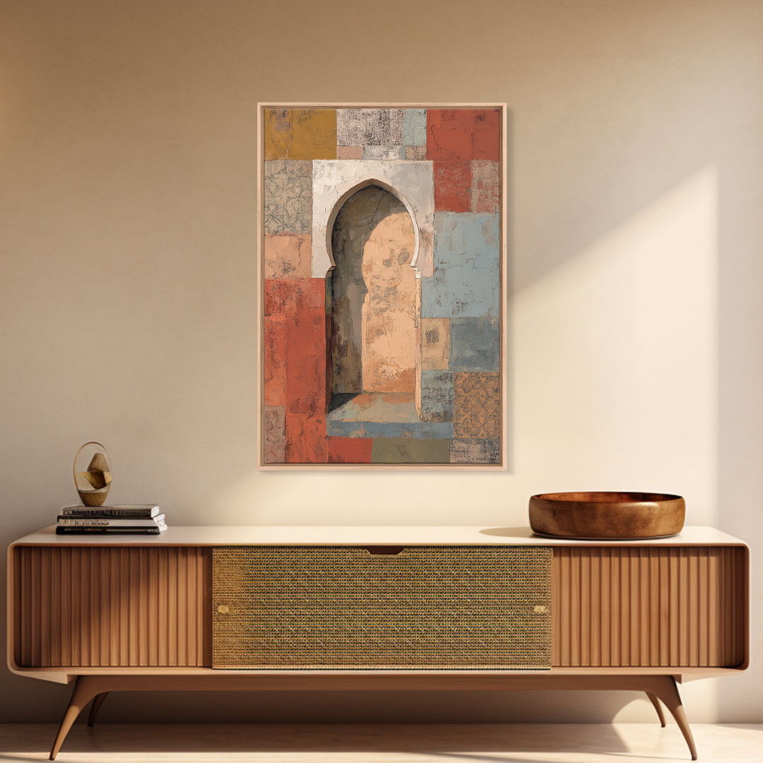 Hand Painted Moroccan Arch Framed Canvas Print, Boho Art, Wall Art Set, Living Room Decor, Fine Art, Bohemian, Home Decor, BOH-2x3-75