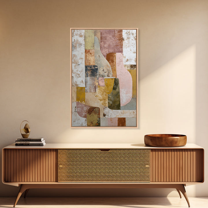Organic Shape Collage Framed Canvas Print, Boho Art, Digital Print, Living Room Decor, Abstract Art, Bohemian, Gallery Decor, BOH-2x3-80
