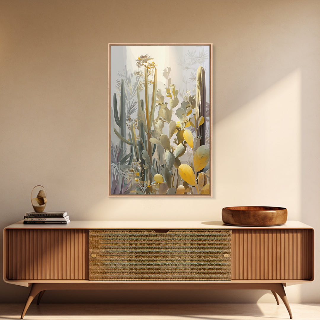 Desert Sun with Cactus and Warm Clay Canvas Print, Boho Art, Canvas Art, Living Room Decor, Fine Art, Bohemian, Wall Art Set, BOH-2x3-9