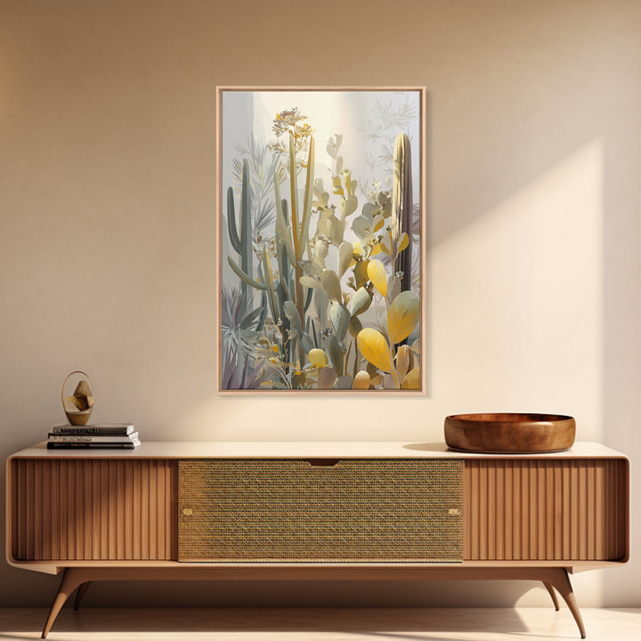 Desert Sun with Cactus and Warm Clay Canvas Print, Boho Art, Canvas Art, Living Room Decor, Fine Art, Bohemian, Wall Art Set, BOH-2x3-9