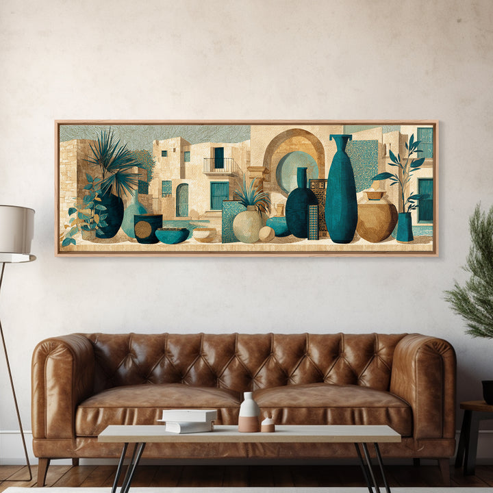 Organic Shape Collage Canvas Print, Boho Art, Abstract Wall Art, Living Room Decor, Abstract Art, Bohemian, Fine Art Print, BOH-3x1-16