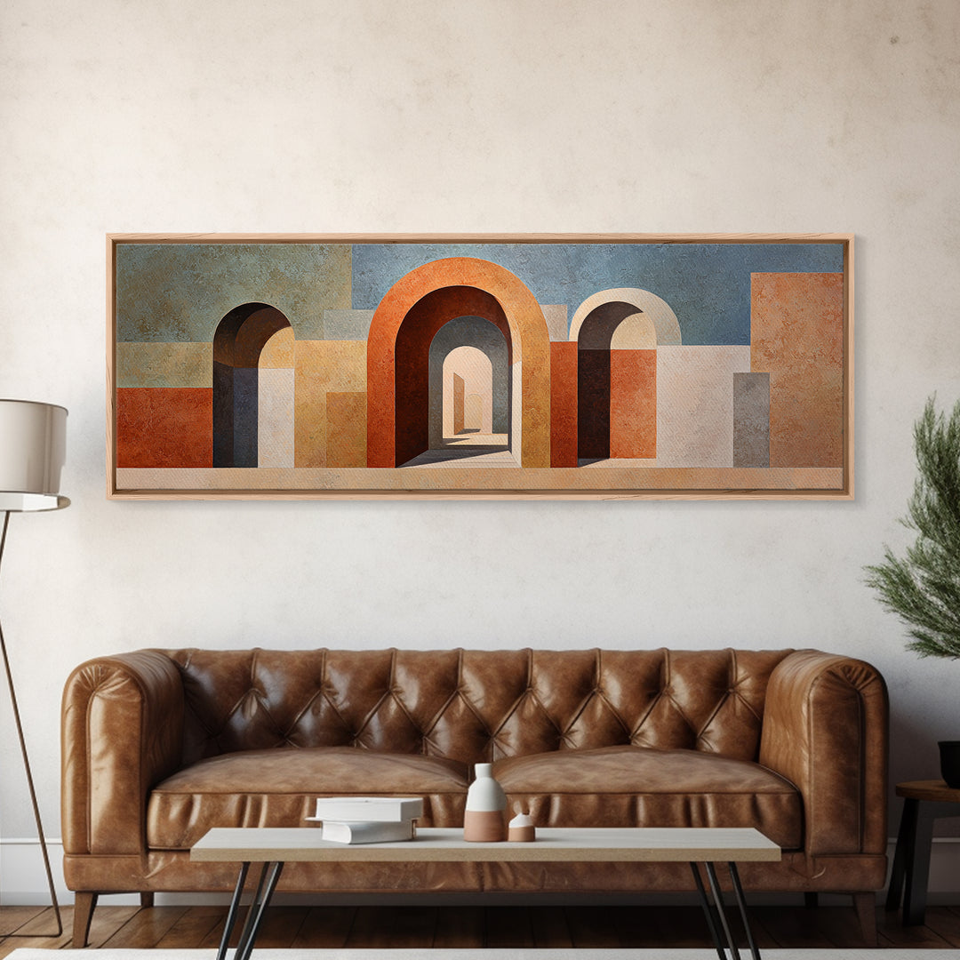Neutral Rainbow Arches Canvas Print, Boho Art, Minimalist Decor, Living Room Decor, Abstract Art, Bohemian, Digital Wall Art, BOH-3x1-19