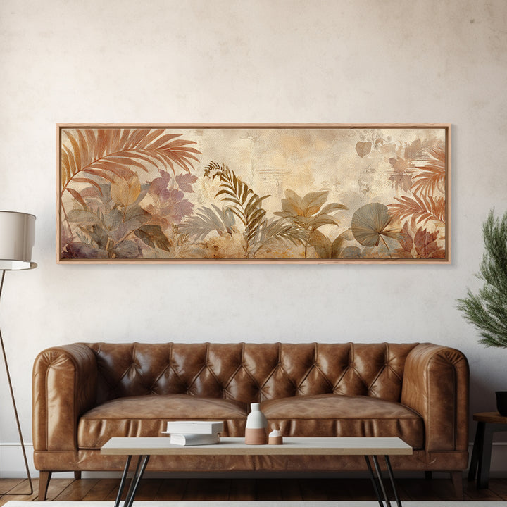 Terracotta Palm Leaves Canvas Print, Boho Art, Neutral Decor, Living Room Decor, Fine Art, Bohemian, Wall Decor, Prints, BOH-3x1-21