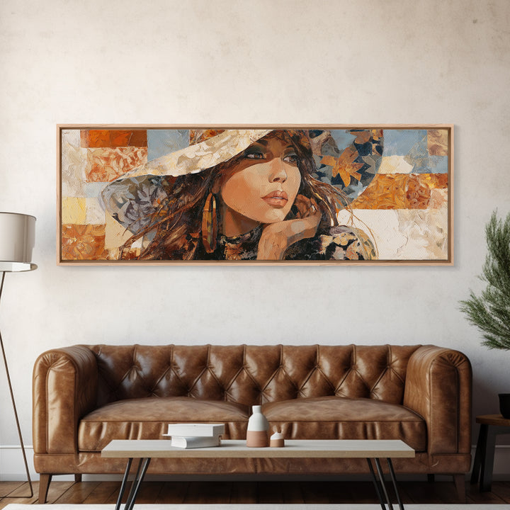 Desert Woman Portrait Canvas Print, Boho Art, Home Decor, Living Room Decor, Fine Art, Bohemian, Artwork, Wallart, Art Nouveau, BOH-3x1-31