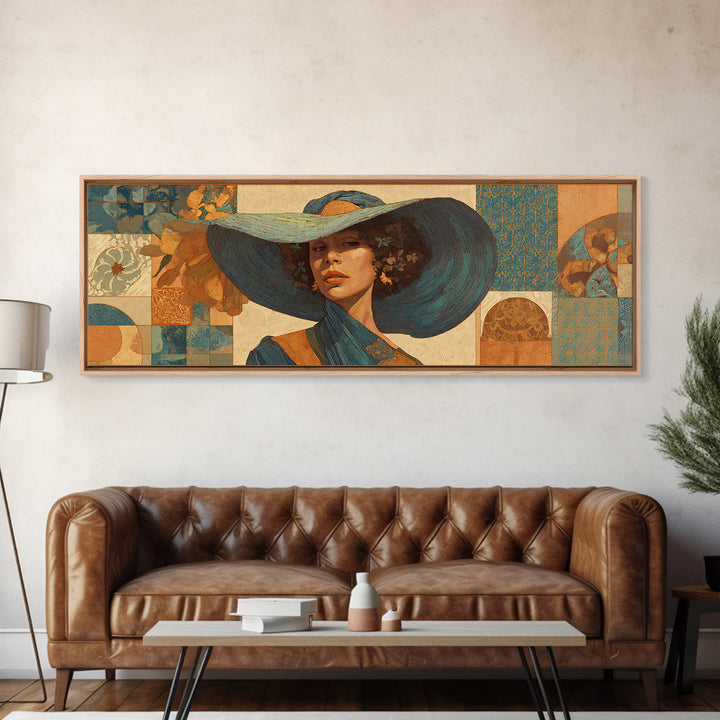 Desert Woman Portrait Framed Canvas Print, Boho Art, Digital Print, Living Room Decor, Oil Painting, Bohemian, Gallery Decor, BOH-3x1-79