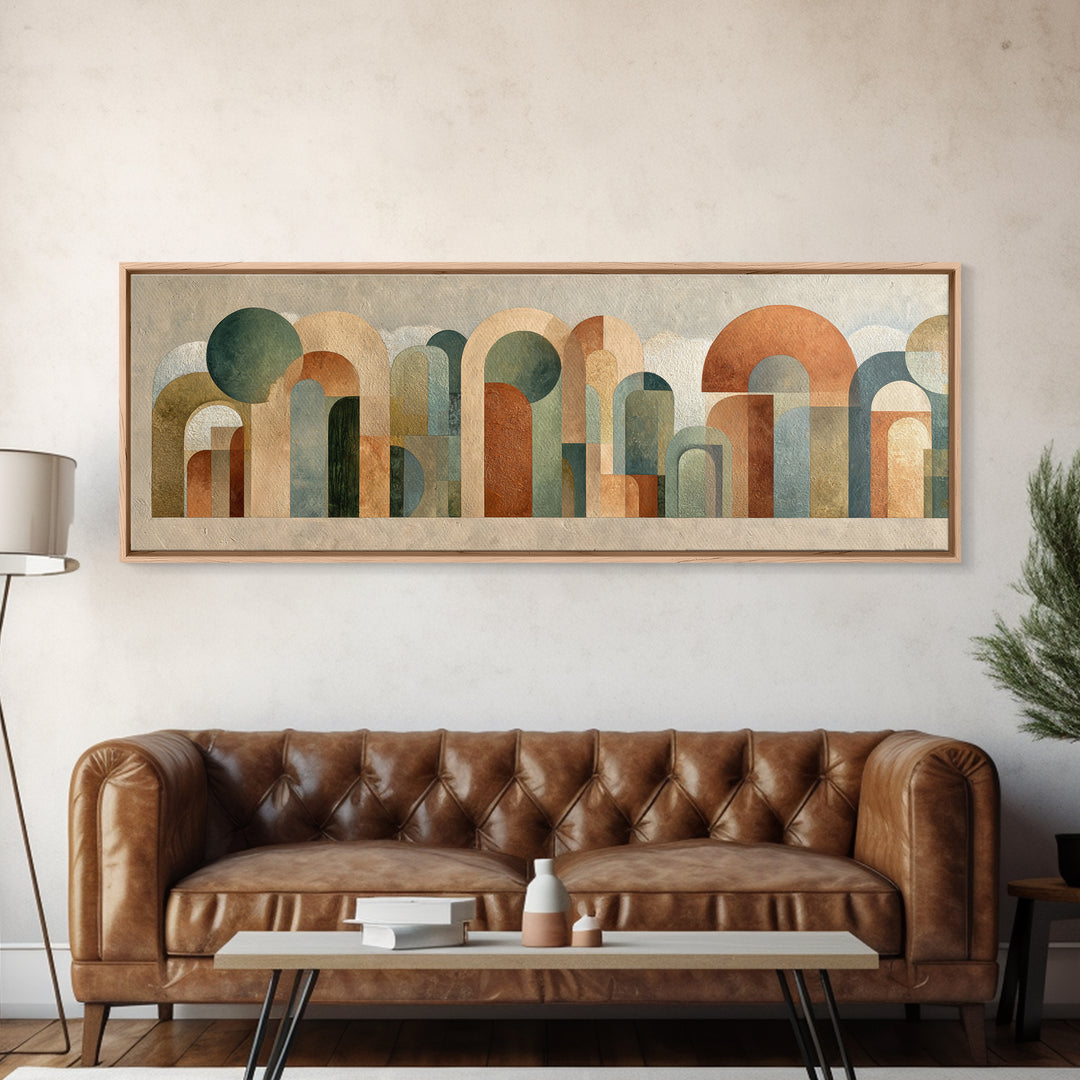 Neutral Rainbow Arches Canvas Print, Boho Art, Abstract Art, Living Room Decor, Bohemian 291, Set of Prints, Wall Art Set, BOH-3x1-91