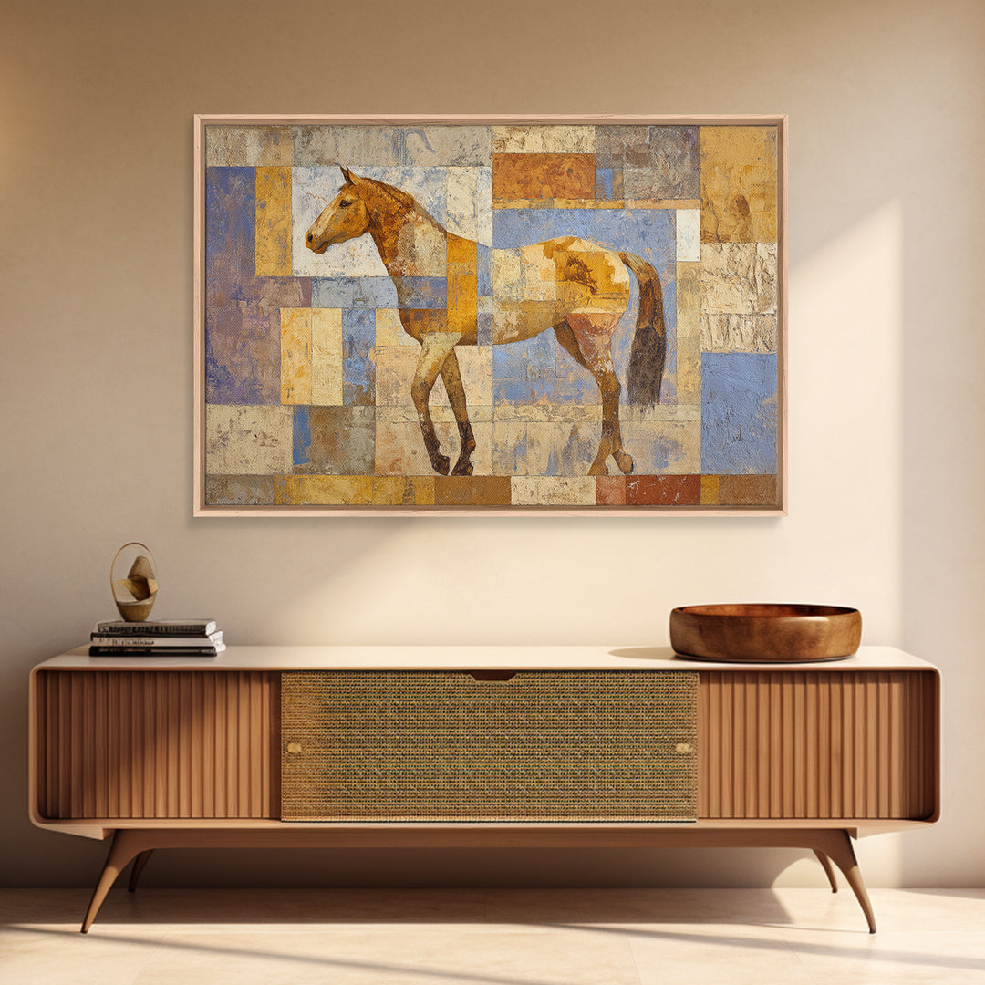 Wild Horse in Dusty Golden Light Canvas Print, Boho Art, Neutral Decor, Living Room Decor, Fine Art, Bohemian, Wall Decor, BOH-3x2-12
