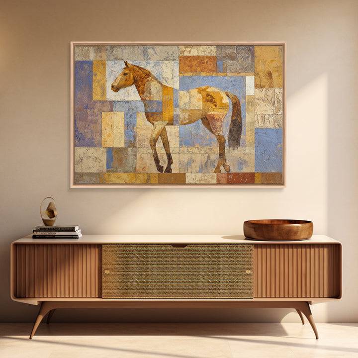 Wild Horse in Dusty Golden Light Canvas Print, Boho Art, Neutral Decor, Living Room Decor, Fine Art, Bohemian, Wall Decor, BOH-3x2-12