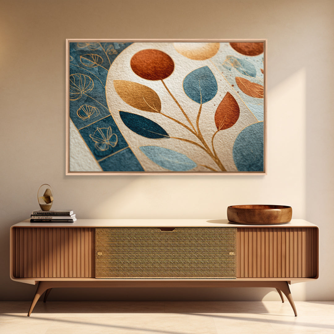 Moon Phases Above Botanical Silhouettes Canvas Print, Boho Art, Wall Print, Living Room Decor, Oil Painting, Bohemian, BOH-3x2-30