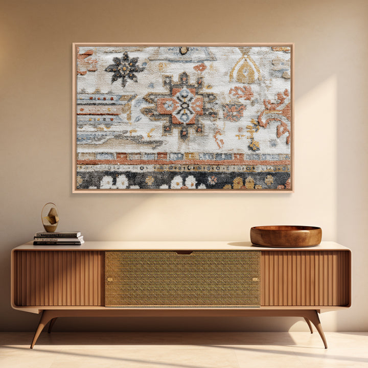Tribal Neutral Pattern Framed Canvas Print, Boho Art, Gallery Decor, Living Room Decor, Fine Art, Bohemian, Home Decor, BOH-3x2-90