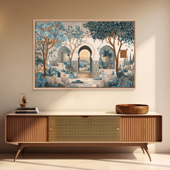 Hand Painted Moroccan Arch Framed Canvas Print, Boho Art, Boho Wall Art, Living Room Decor, Bohemian, Statement Artwork, BOH-3x2-95