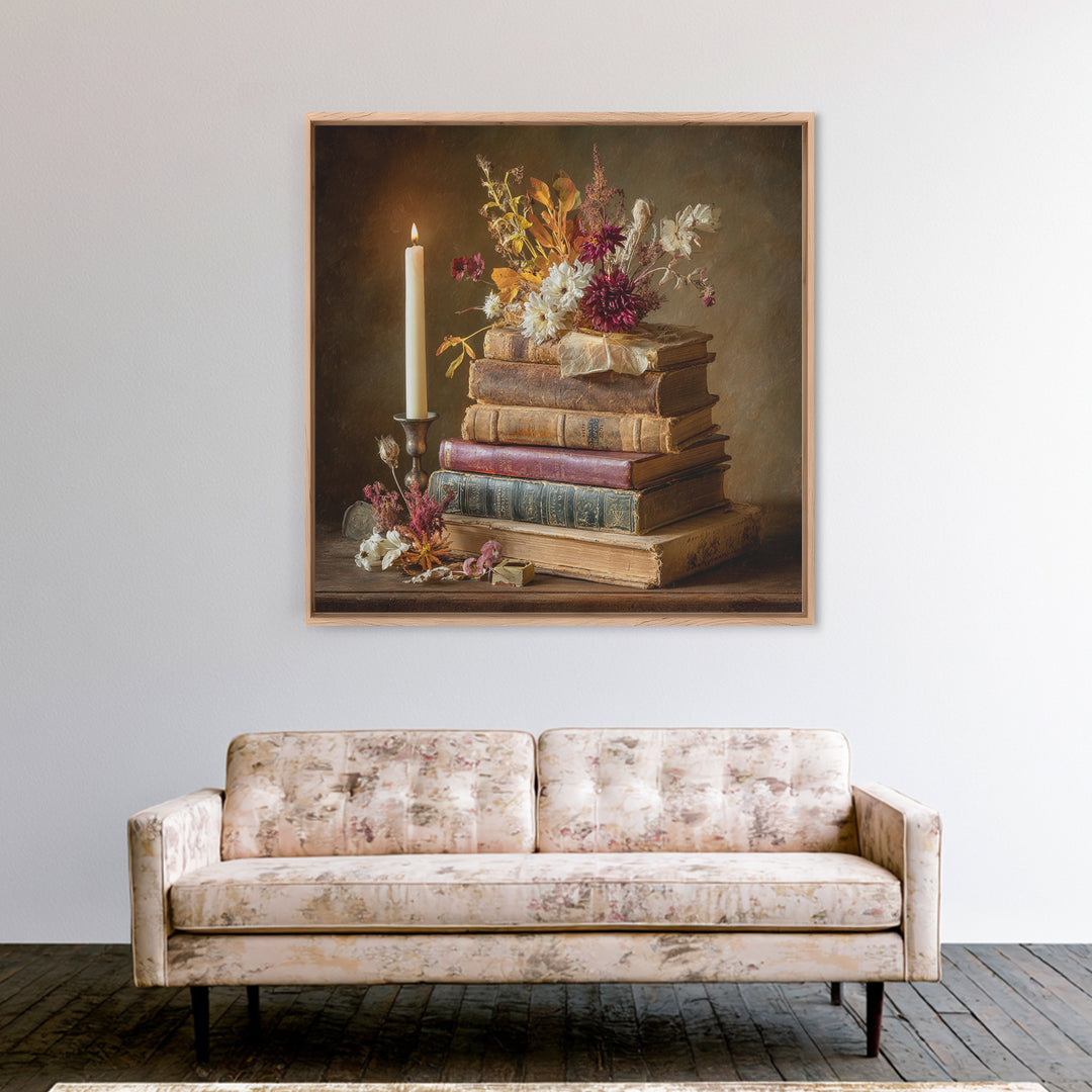 Stack of Antique Books Canvas Print, Bookstore Art, Home Decor, Bookstore Decor, Fine Art, Literary, Vertical Wall Art, BOO-1x1-97