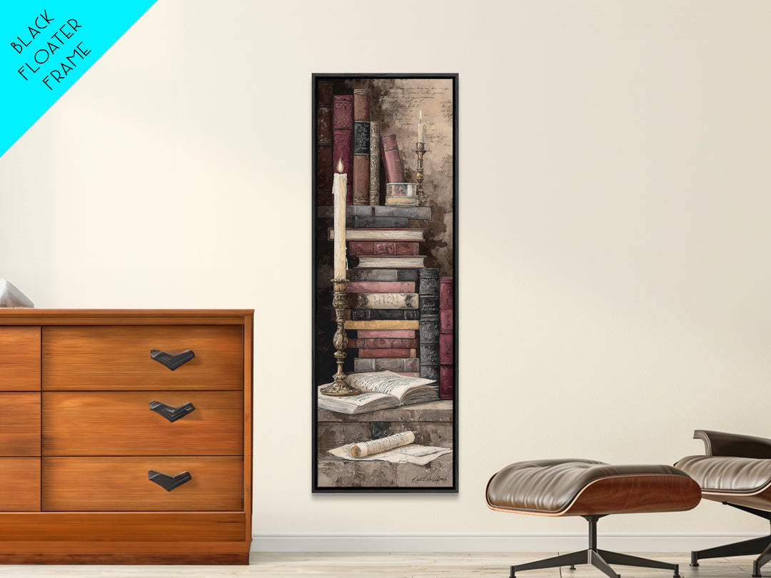 Old Fountain Pen Beside Parchment and Books Canvas Print, Bookstore Art, Autumn Decor, Bookstore Decor, Fine Art, Literary, BOO-1x3-2