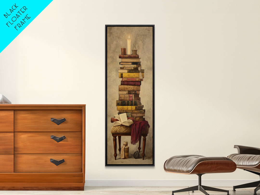 Cozy Reading Chair Still Life Without Room Canvas Print, Bookstore Art, Reading Nook Decor, Bookstore Decor, Fine Art, Literary, BOO-1x3-41