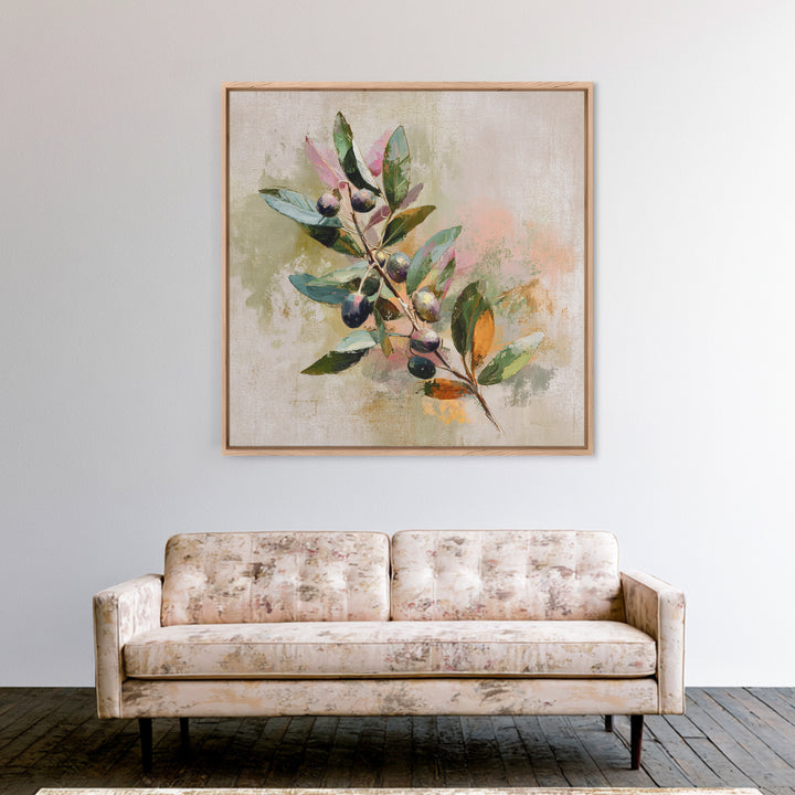 Single Olive Branch Canvas Print, Botanical Art, Living Room Wall Art, Living Room Decor, Fine Art, Botanic, Contemporary Art, BOT-1x1-55