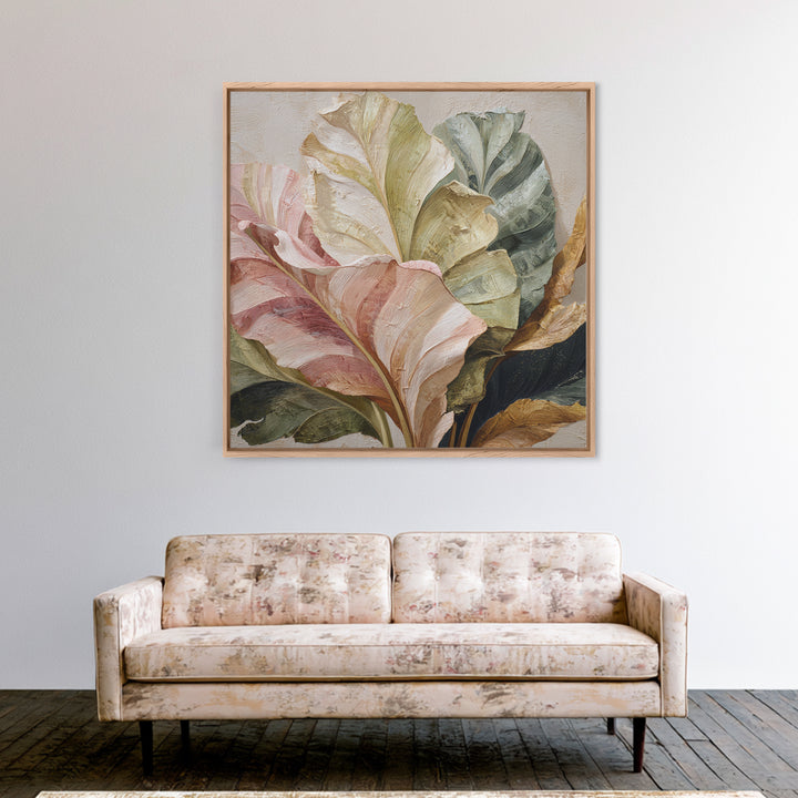 Tropical Banana Leaf Painted Framed Canvas Print, Botanical Art, Home Gift, Living Room Decor, Fine Art, Botanic, Boho Wall Art, BOT-1x1-56