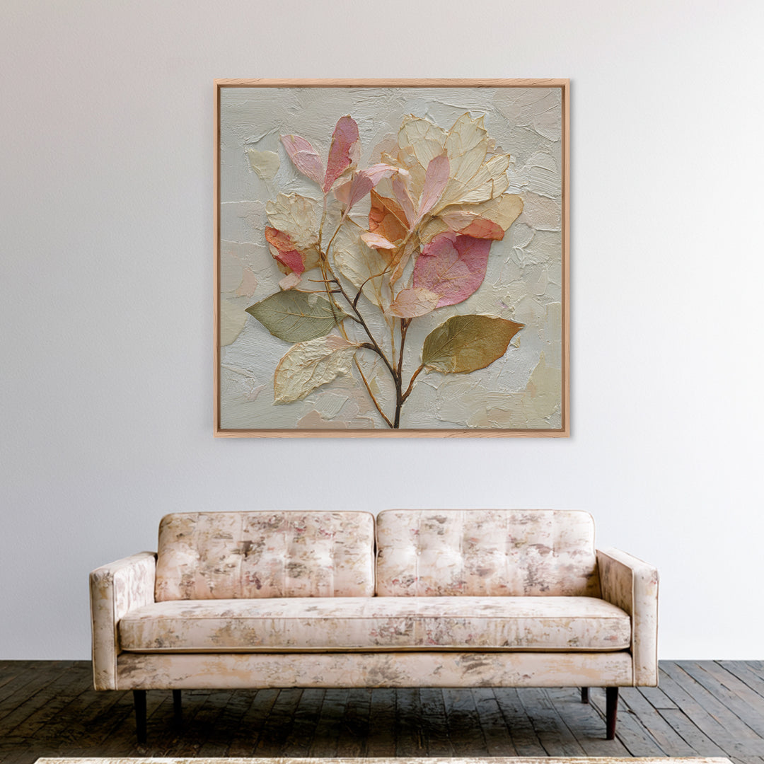 Autumn Leaves Specimen Collection Framed Canvas Print, Botanical Art, Whimsical Decor, Living Room Decor, Oil Painting, Botanic, BOT-1x1-68