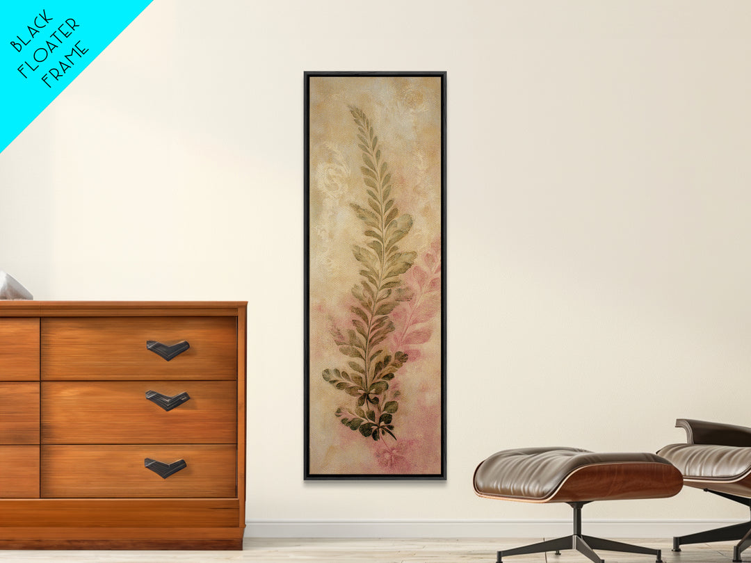 Fern Shadow Pattern on Plaster Surface Canvas Print, Botanical Art, Whimsical Decor, Living Room Decor, Oil Painting, Botanic, BOT-1x3-59