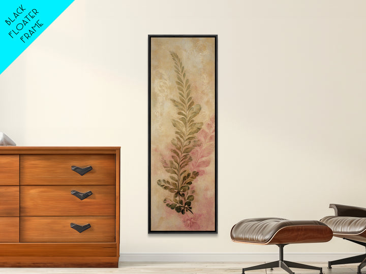 Fern Shadow Pattern on Plaster Surface Canvas Print, Botanical Art, Whimsical Decor, Living Room Decor, Oil Painting, Botanic, BOT-1x3-59