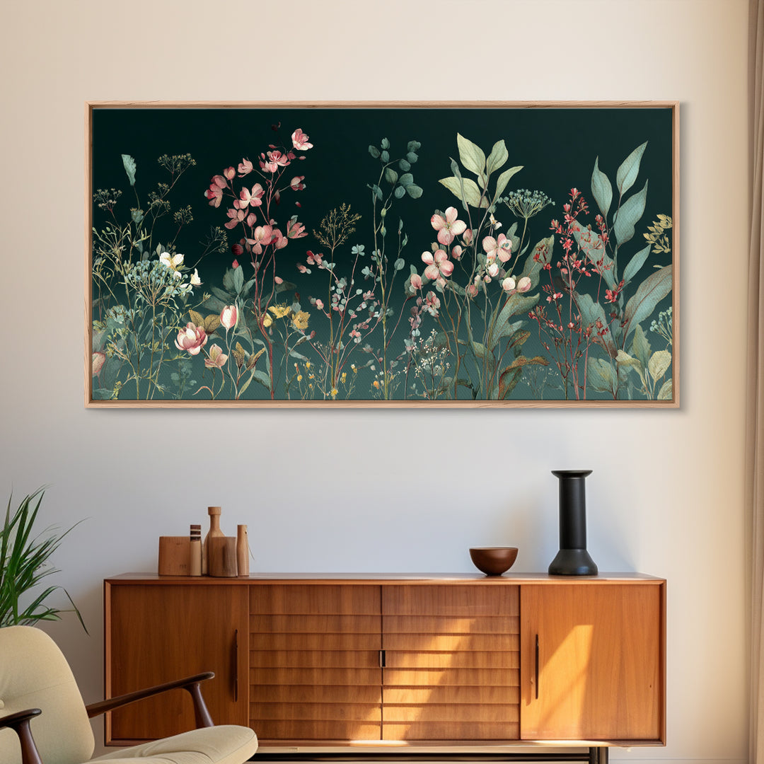 Delicate Wildflower Study Framed Canvas Print, Botanical Art, Wall Art Prints, Living Room Decor, Watercolor Art, Botanic, BOT-2x1-23