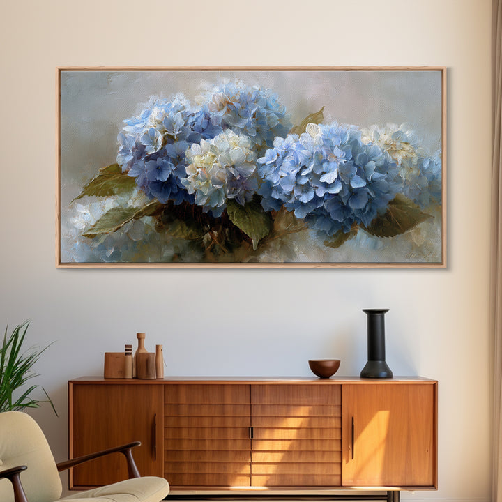 Blue Hydrangea Cluster Canvas Print, Botanical Art, Wall Art, Living Room Decor, Watercolor Art, Botanic, Digital Wall Art, BOT-2x1-62